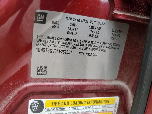 1G4GE5GV3AF259557 - 2010 BUICK LACROSSE CXS RED photo 13