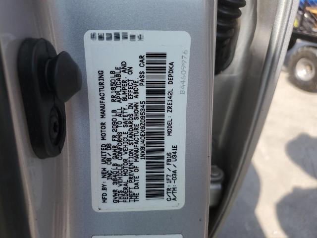 1NXBU40EX9Z095345 - 2009 TOYOTA COROLLA BASE Plata foto 12