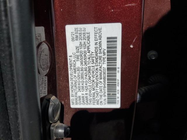 5FNYF8H54MB038337 - 2021 HONDA PASSPORT EXL Қызыл фото 13