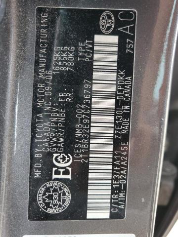 2T1BR32E97C736797 - 2007 TOYOTA COROLLA CE GRAY photo 12