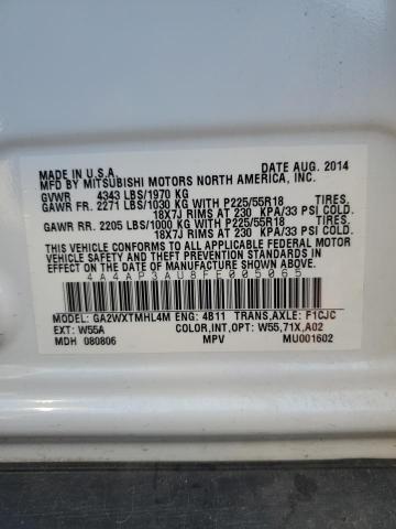 4A4AP3AU8FE005065 - 2015 MITSUBISHI OUTLANDER SPORT ES WHITE photo 13