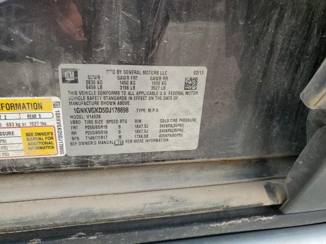 1GNKVGKD5DJ178898 - 2013 CHEVROLET TRAVERSE LT CHARCOAL photo 13