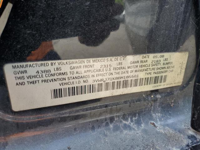 3VWRJ71K88M185501 - 2008 VOLKSWAGEN JETTA WOLFSBURG 黑色 照片 12
