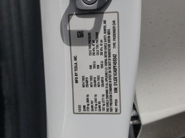 5YJ3E1EA6PF459342 - 2023 TESLA MODEL 3 WHITE photo 12