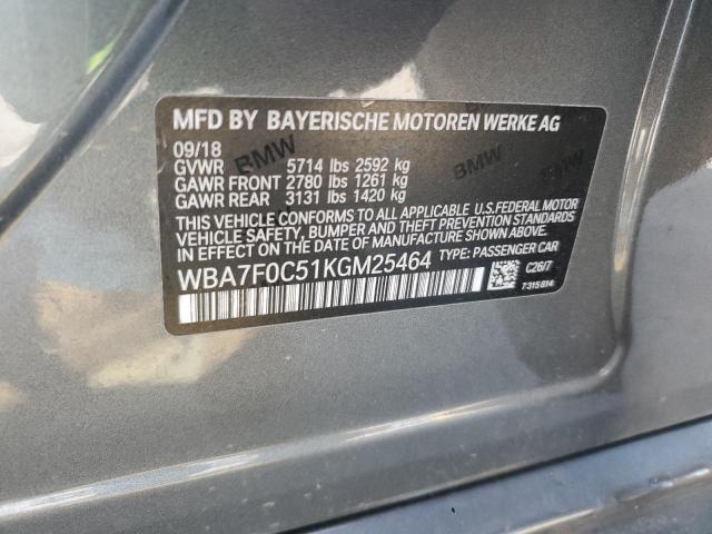 WBA7F0C51KGM25464 - 2019 BMW 750 I BLACK photo 12