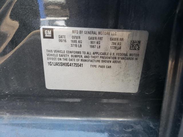1G1JA5SH0G4175541 - 2016 CHEVROLET SONIC LS 灰色 照片 12