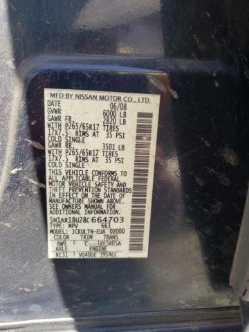 5N1AR18U28C664703 - 2008 NISSAN PATHFINDER S BLUE photo 12