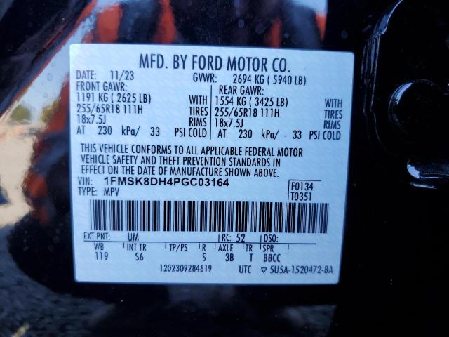 1FMSK8DH4PGC03164 - 2023 FORD EXPLORER XLT 黑色 照片 13