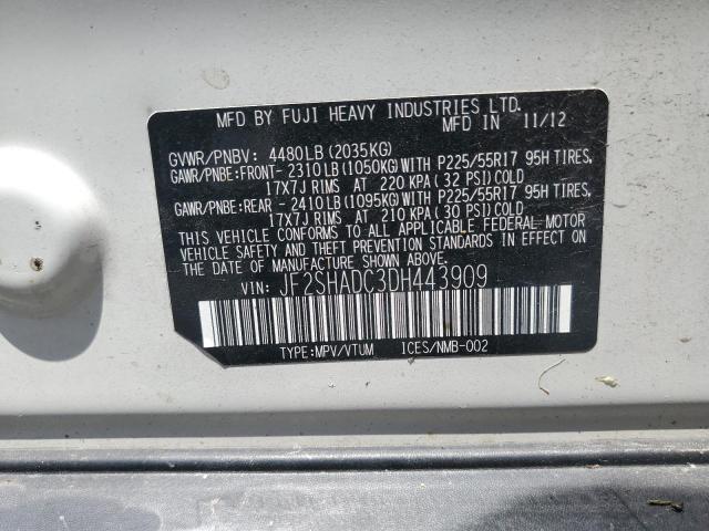 JF2SHADC3DH443909 - 2013 SUBARU FORESTER 2.5X PREMIUM WHITE photo 13