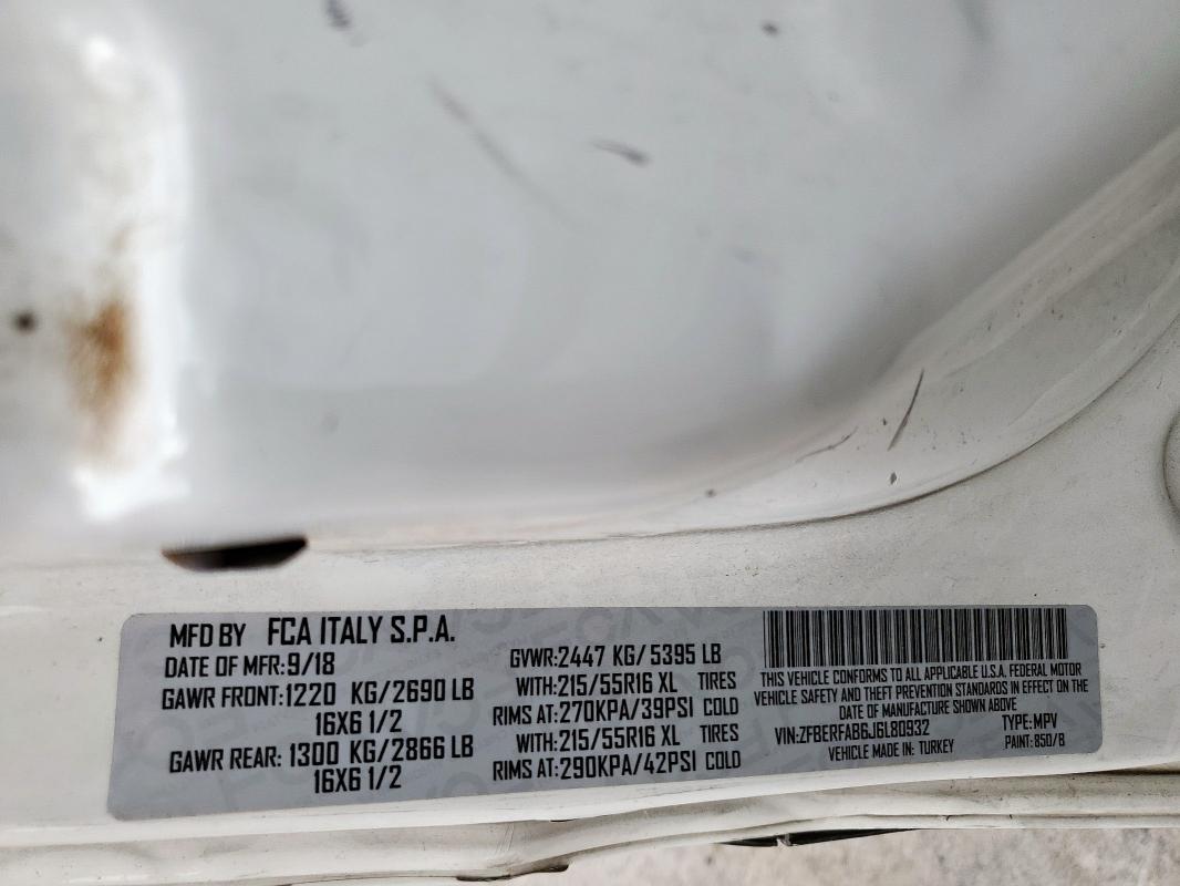 ZFBERFAB6J6L80932 - 2018 RAM PROMASTER Biały zdjęcie 13