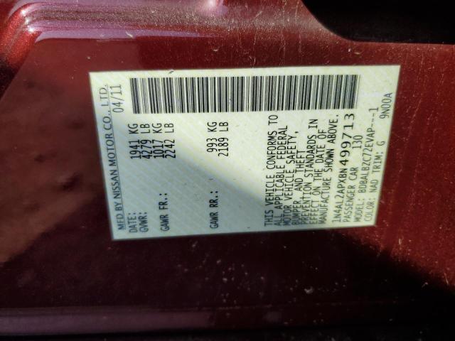 1N4AL2APXBN499713 - 2011 NISSAN ALTIMA BASE BURGUNDY photo 12