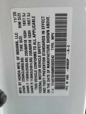 7FART6H58ME003242 - 2021 HONDA CR-V EX Weiß Foto 13