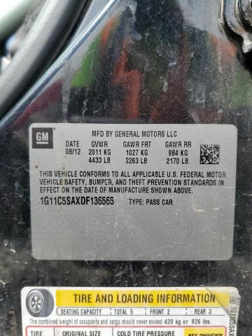 1G11C5SAXDF136565 - 2013 CHEVROLET MALIBU 1LT 黑色 照片 12