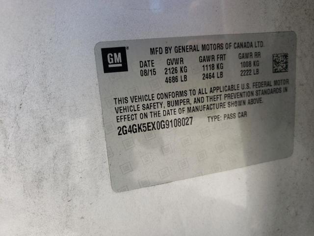 2G4GK5EX0G9108027 - 2016 BUICK REGAL 银色 照片 12