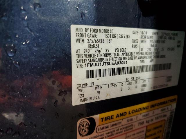 1FMJU1JT6LEA03091 - 2020 FORD EXPEDITION XLT BLUE photo 12