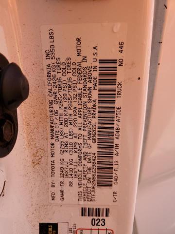 5TEJU62N86Z298424 - 2006 TOYOTA TACOMA DOUBLE CAB PRERUNNER WHITE photo 12