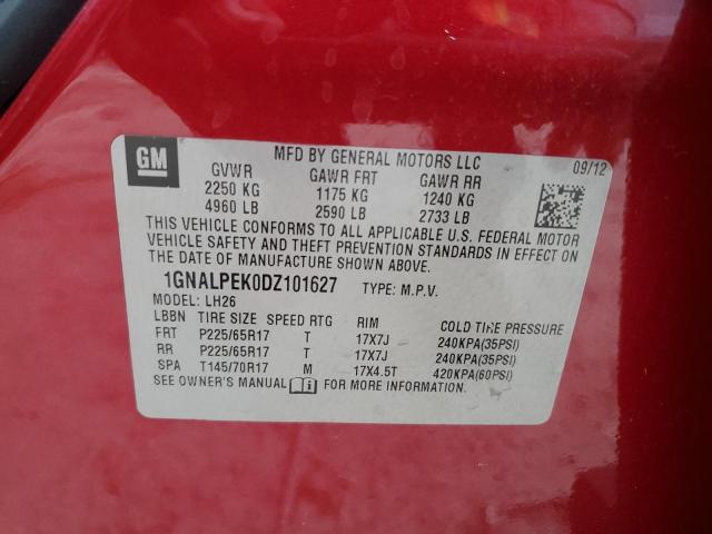 1GNALPEK0DZ101627 - 2013 CHEVROLET EQUINOX LT RED photo 13