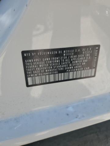 3VWCM7BU7NM002386 - 2022 VOLKSWAGEN JETTA S WHITE photo 12