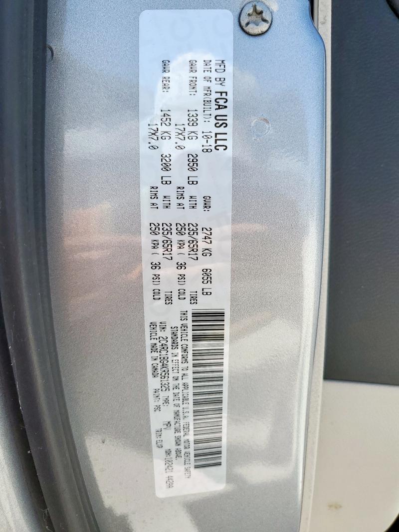 2C4RC1BG4KR561325 - 2019 CHRYSLER PACIFICA TOURING L SILVER photo 13