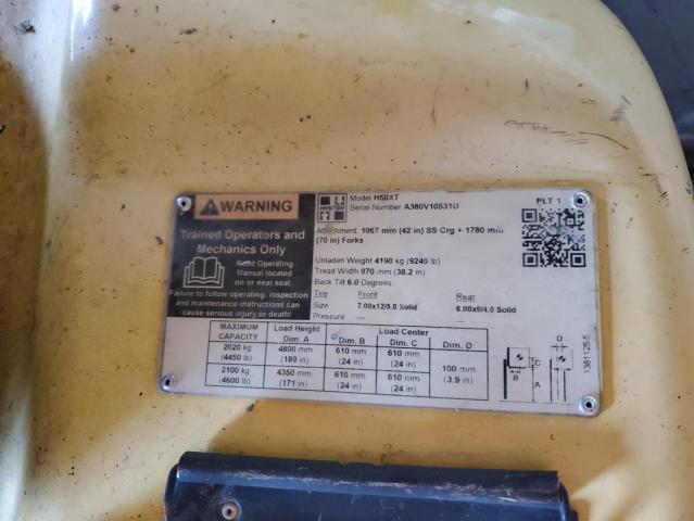 A380V10531U - 2020 HYST FORKLIFT YELLOW photo 10