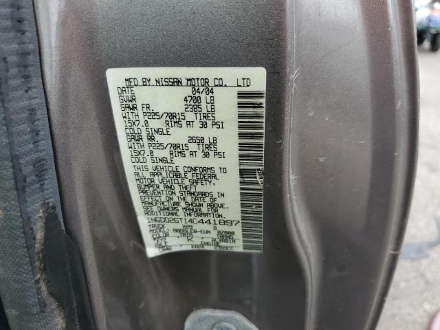 1N6DD26T14C441897 - 2004 NISSAN FRONTIER KING CAB XE GRAY photo 12