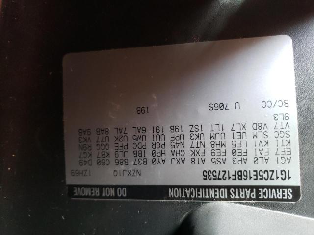 1G1ZC5E16BF127535 - 2011 CHEVROLET MALIBU 1LT 棕色 照片 12