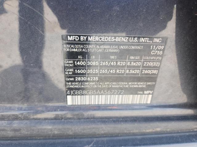 4JGBB8GB5AA567272 - 2010 MERCEDES-BENZ ML 350 4MATIC GRAY photo 13