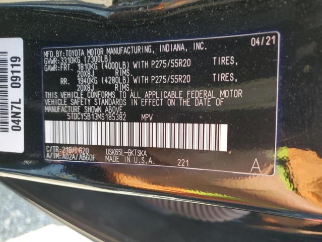 5TDCY5B13MS185382 - 2021 TOYOTA SEQUOIA SR5 BLACK photo 13