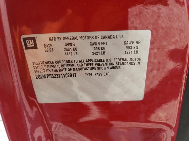 2G2WP552271102917 - 2007 PONTIAC GRAND PRIX 红色 照片 12