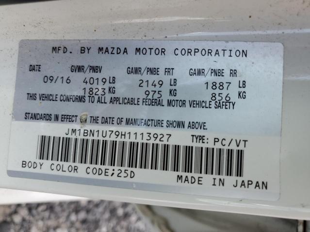 JM1BN1U79H1113927 - 2017 MAZDA 3 SPORT WHITE photo 13