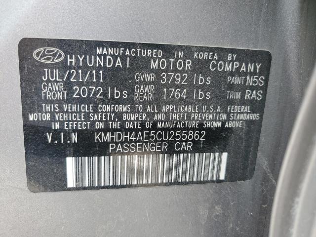 KMHDH4AE5CU255862 - 2012 HYUNDAI ELANTRA GLS GRAY photo 13