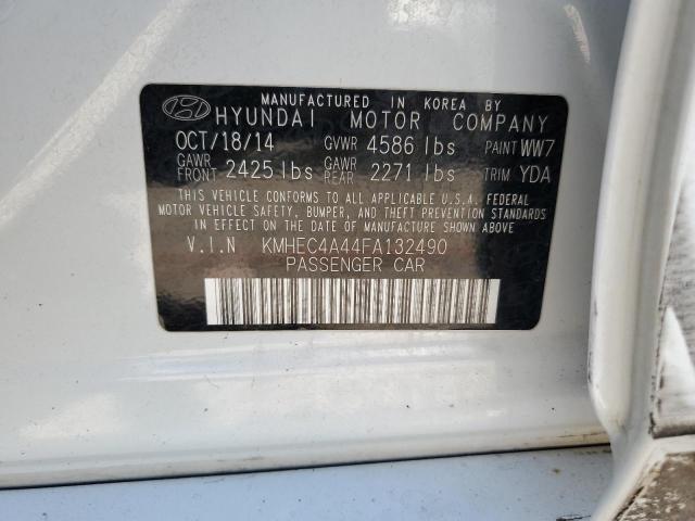 KMHEC4A44FA132490 - 2015 HYUNDAI SONATA HYBRID WHITE photo 12