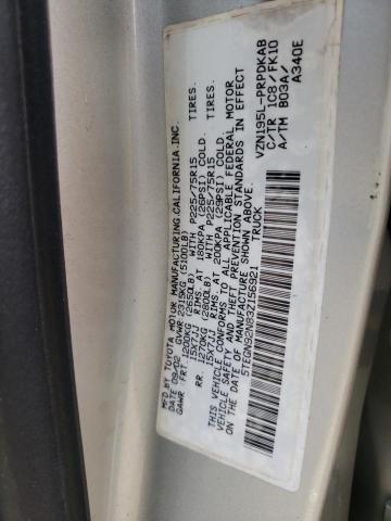 5TEGN92N83Z156921 - 2003 TOYOTA TACOMA DOUBLE CAB PRERUNNER SILVER photo 12