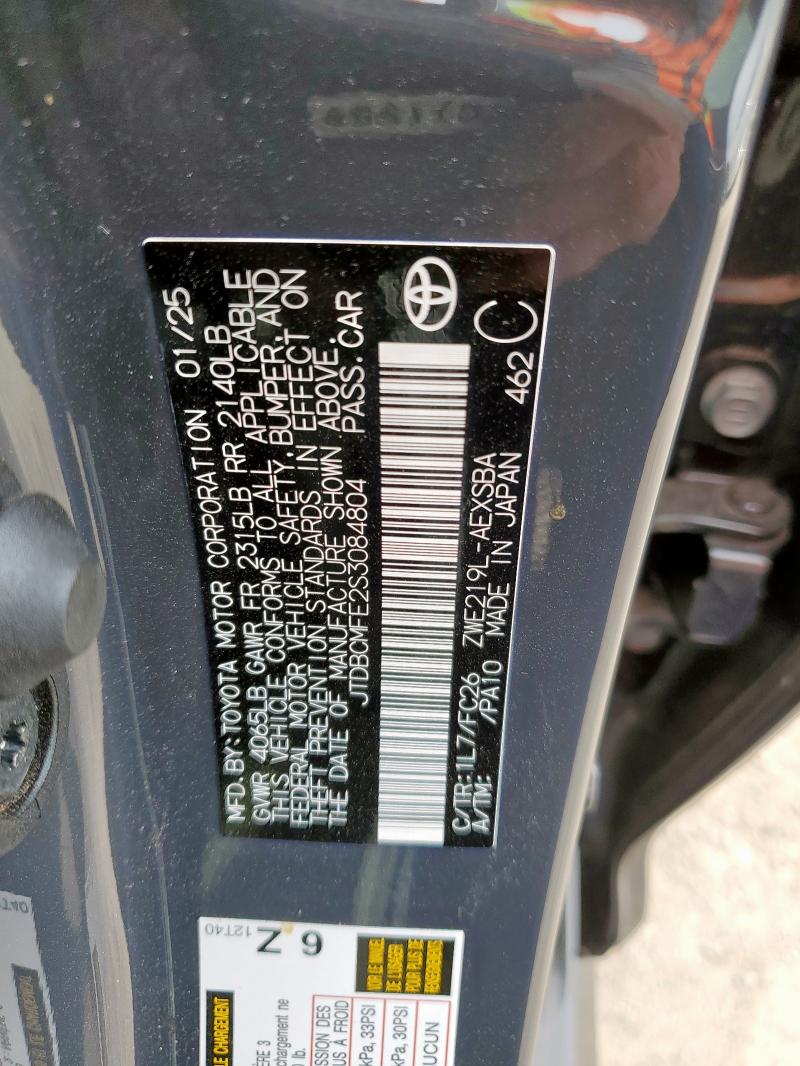 JTDBCMFE2S3084804 - 2025 TOYOTA COROLLA LE 石墨色 照片 12