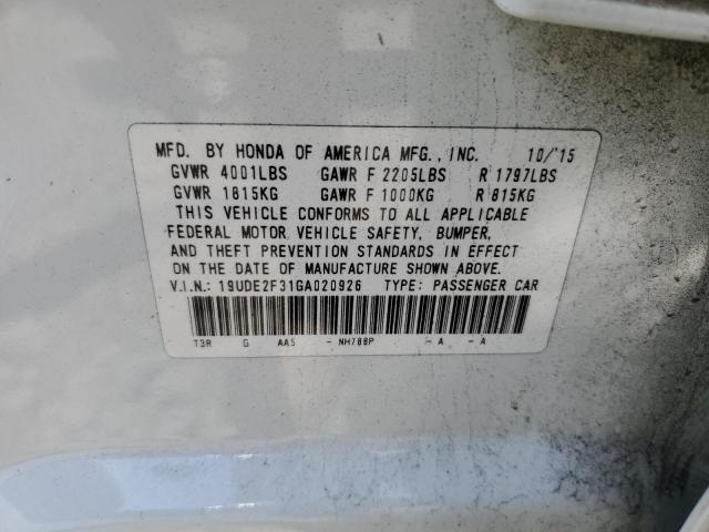 19UDE2F31GA020926 - 2016 ACURA ILX BASE WATCH PLUS WHITE photo 12