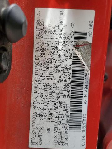 3TMJU62N58M055797 - 2008 TOYOTA TACOMA DOUBLE CAB PRERUNNER RED photo 12