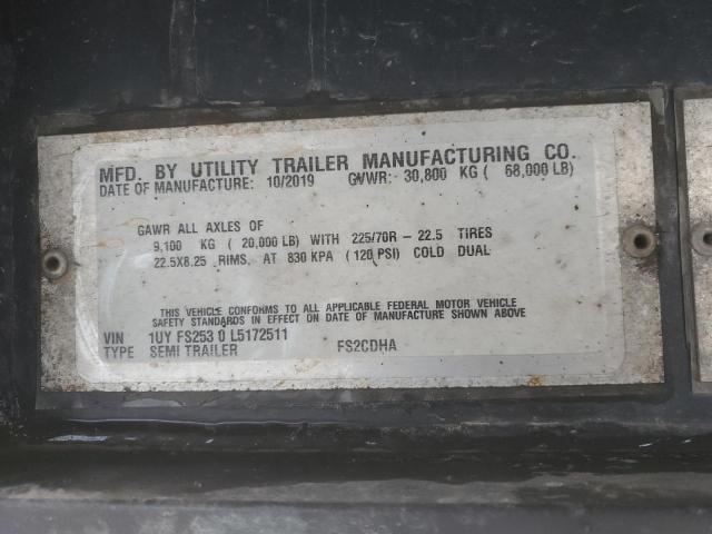 1UYFS2530L5172511 - 2020 UTILITY TRAILER SILVER photo 10