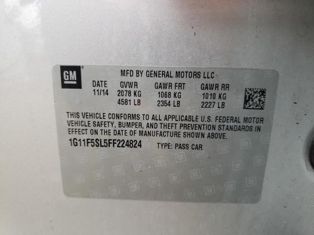 1G11F5SL5FF224824 - 2015 CHEVROLET MALIBU LTZ SILVER photo 10