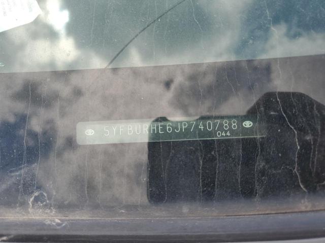 5YFBURHE6JP740788 - 2018 TOYOTA COROLLA L GRAY photo 12