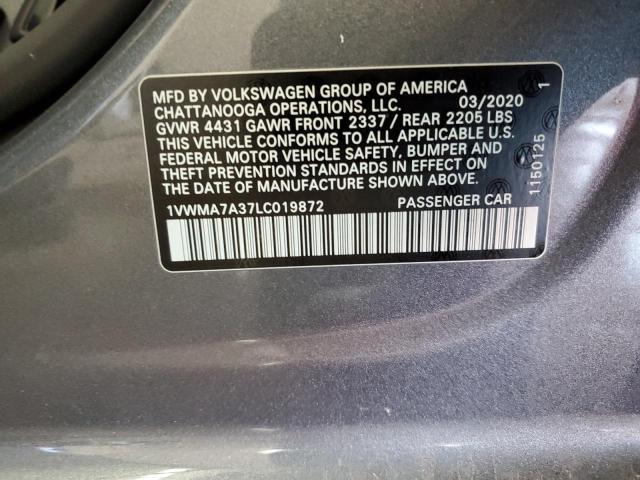 1VWMA7A37LC019872 - 2020 VOLKSWAGEN PASSAT R-LINE Grau Foto 13