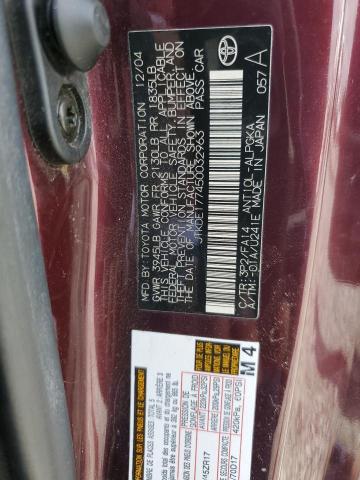 JTKDE177450032963 - 2005 TOYOTA SCION TC BURGUNDY photo 12