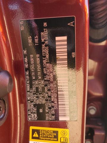 5TDJKRFH0FS223810 - 2015 TOYOTA HIGHLANDER XLE RED photo 13
