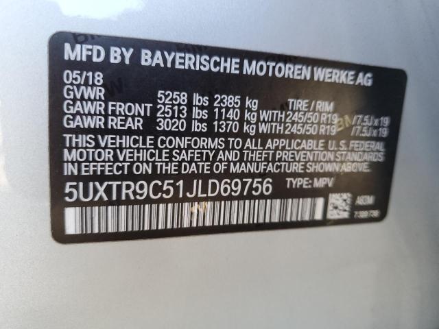 5UXTR9C51JLD69756 - 2018 BMW X3 XDRIVE30I SILVER photo 13