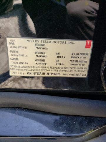 5YJSA1H12EFP56978 - 2014 TESLA MODEL S შავი ფოტო 12