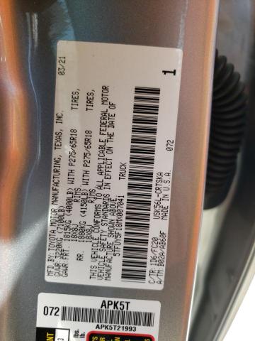 5TFUY5F18MX007041 - 2021 TOYOTA TUNDRA DOUBLE CAB SR/SR5 SILVER photo 12