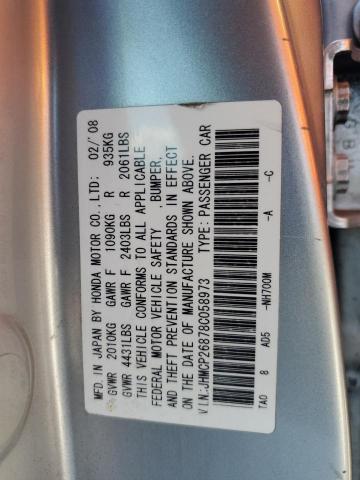 JHMCP26878C058973 - 2008 HONDA ACCORD EXL SILVER photo 12