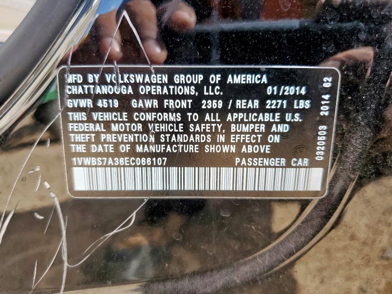1VWBS7A36EC066107 - 2014 VOLKSWAGEN PASSAT SE BLACK photo 12