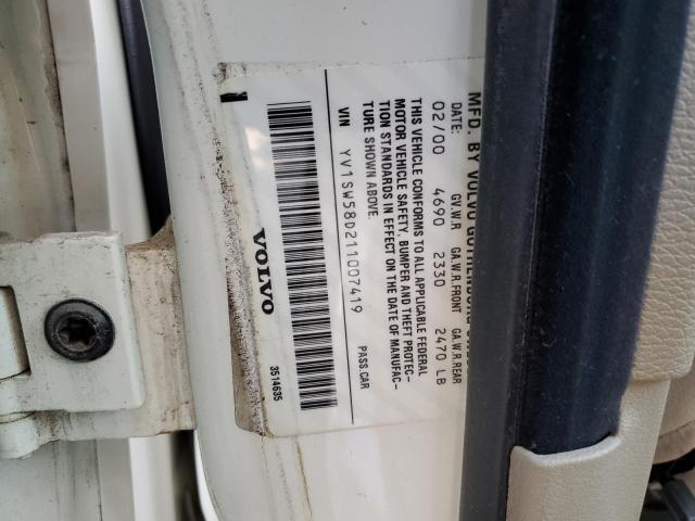 YV1SW58D211007419 - 2001 VOLVO V70 2.4T WHITE photo 12