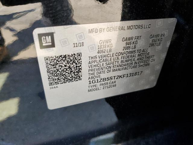 1G1ZB5ST2KF131817 - 2019 CHEVROLET MALIBU LS Қара фото 12