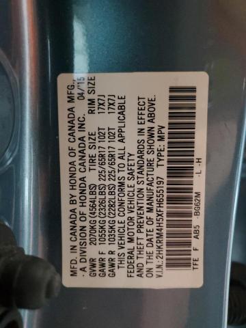 2HKRM4H5XFH655197 - 2015 HONDA CR-V EX ტალღისფერი ფოტო 13